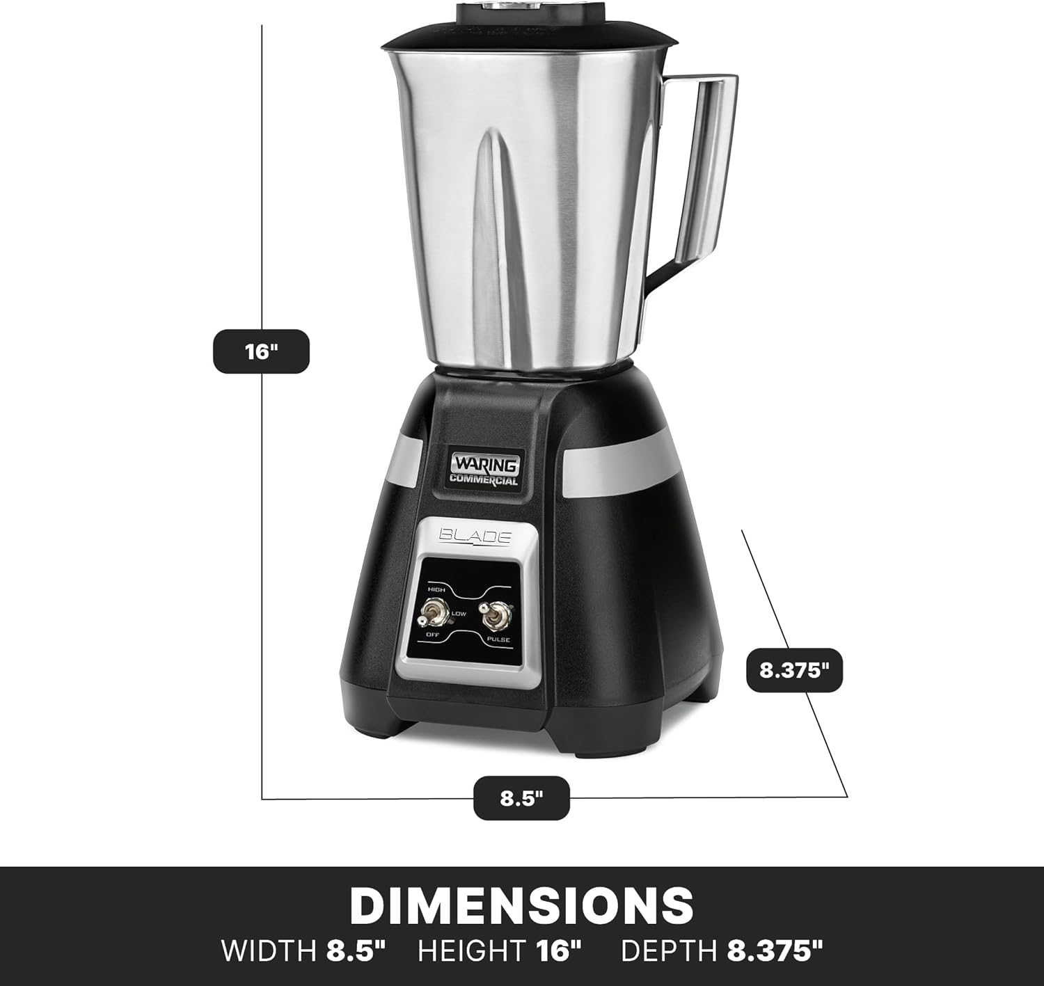 Waring Commercial BB300S 1-Hp bar Blender, Black 48 oz