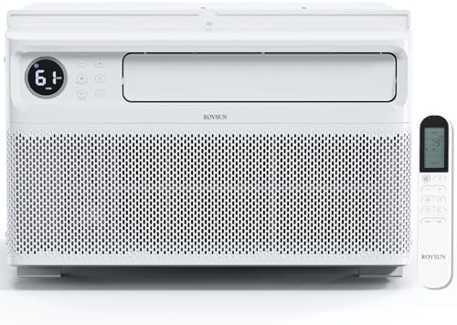 ROVSUN 12000 BTU Window Air Conditioner with Inverter Compressor, AC Unit for Window with Remote Control, Timer Function & Pre-Installed Side Panels for Easy Operation & Installation, 115V/60Hz