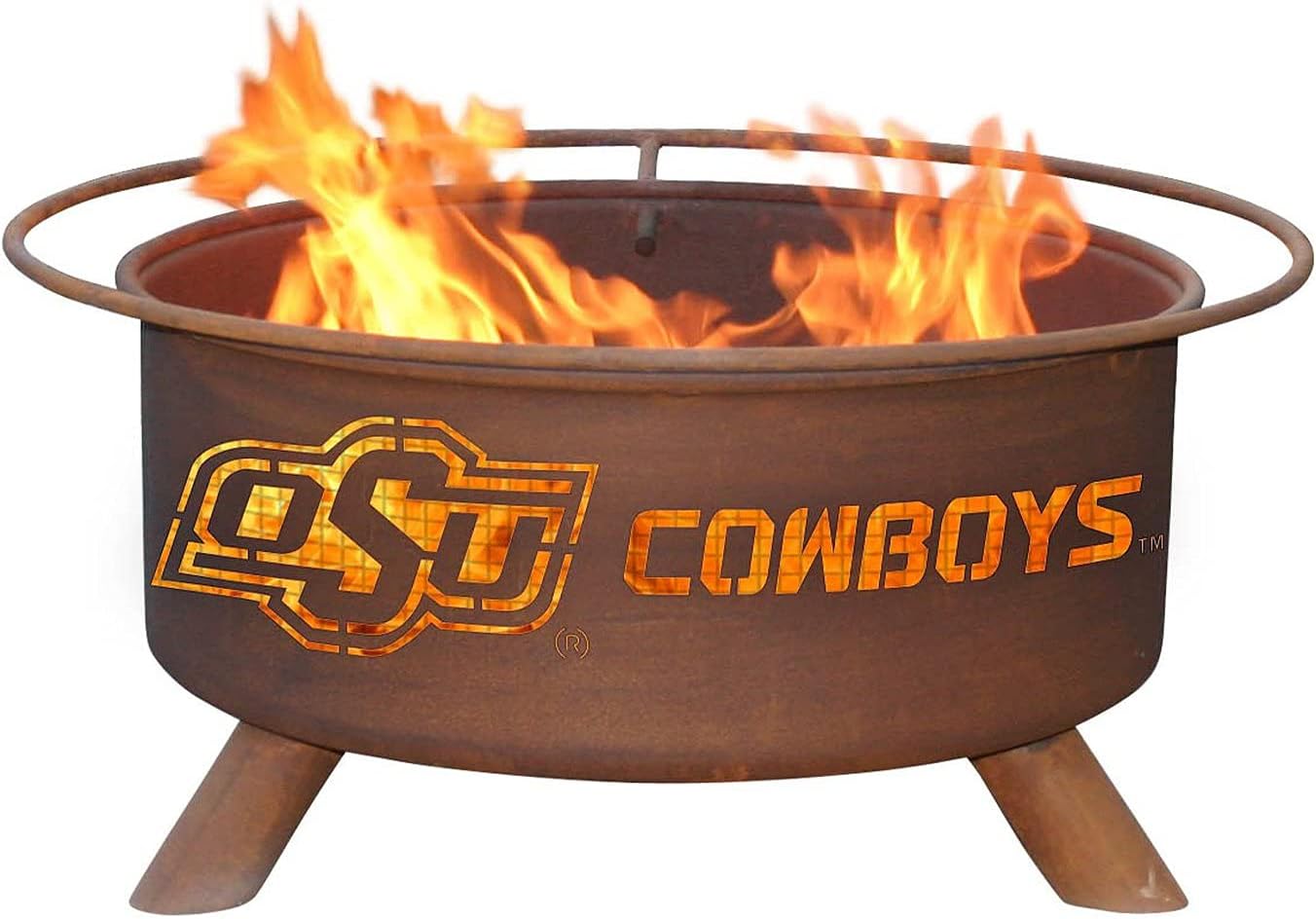 Patina Products F227 Oklahoma State Steel Outdoor Fire Pit - 24 x 24 x 11 inch - Natural Rust Patina Finish