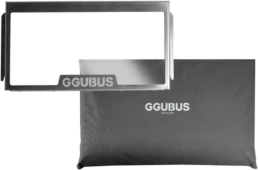 GGUBUS Stainless Steel Dual Stove XL – Foldable Camping Fire Pit with Tempered Glass Panel Option, 2-in-1 BBQ Grill & Bonfire, Tool-Free Assembly, Carrying Case (Tempered Glass Panel Only)