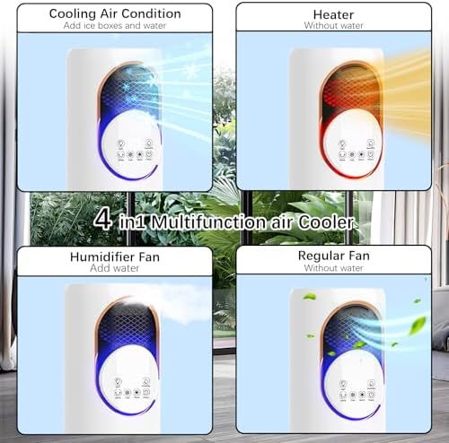 Tower Fan and Heater Combo with Humidification, 32inch Bladeless Fan and Heater with Remote Control, Touch, 180° Oscillating, 2 Speed Heating, 3 Speed Cooling, 9H Timer Tip-over & Overheat Protection