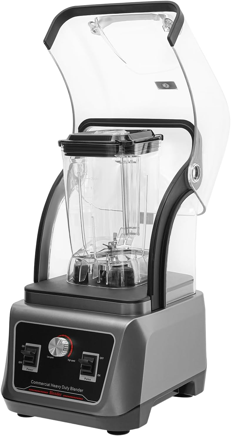 68oz Professional Commercial Blenders with Soundproof Shield, 2200W High Speed Quiet Countertop Blenders with Mixing Rod, Multifunctional Smoothie Blenders Maker for Restaurants, Milk Tea Shops, Cafes