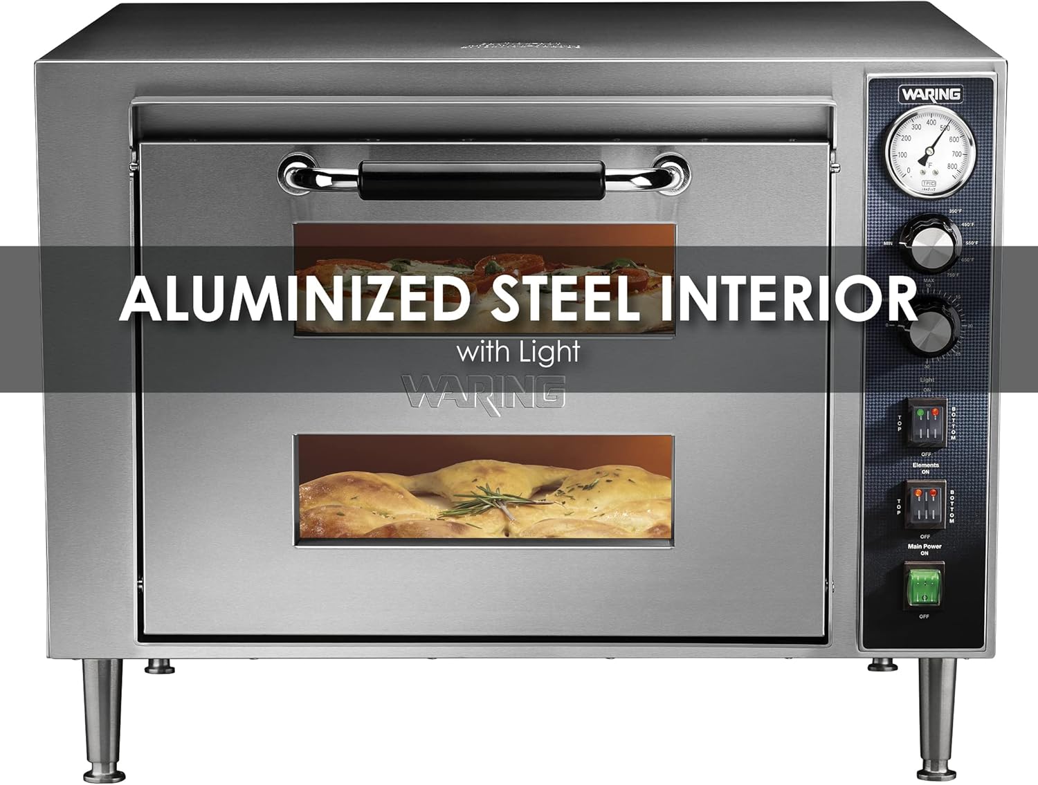 Waring Commercial Commercial Single Compartment/Double-Deck Pizza Oven, 240V-3200W