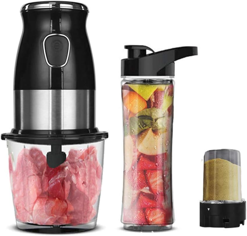 Electric Blender Food Processor, Meat Grinder and Food Chopper Blender Smoothie Maker for Meat Vegetables Fruits and Nuts with Glass Bowl Blender Grinder 500W