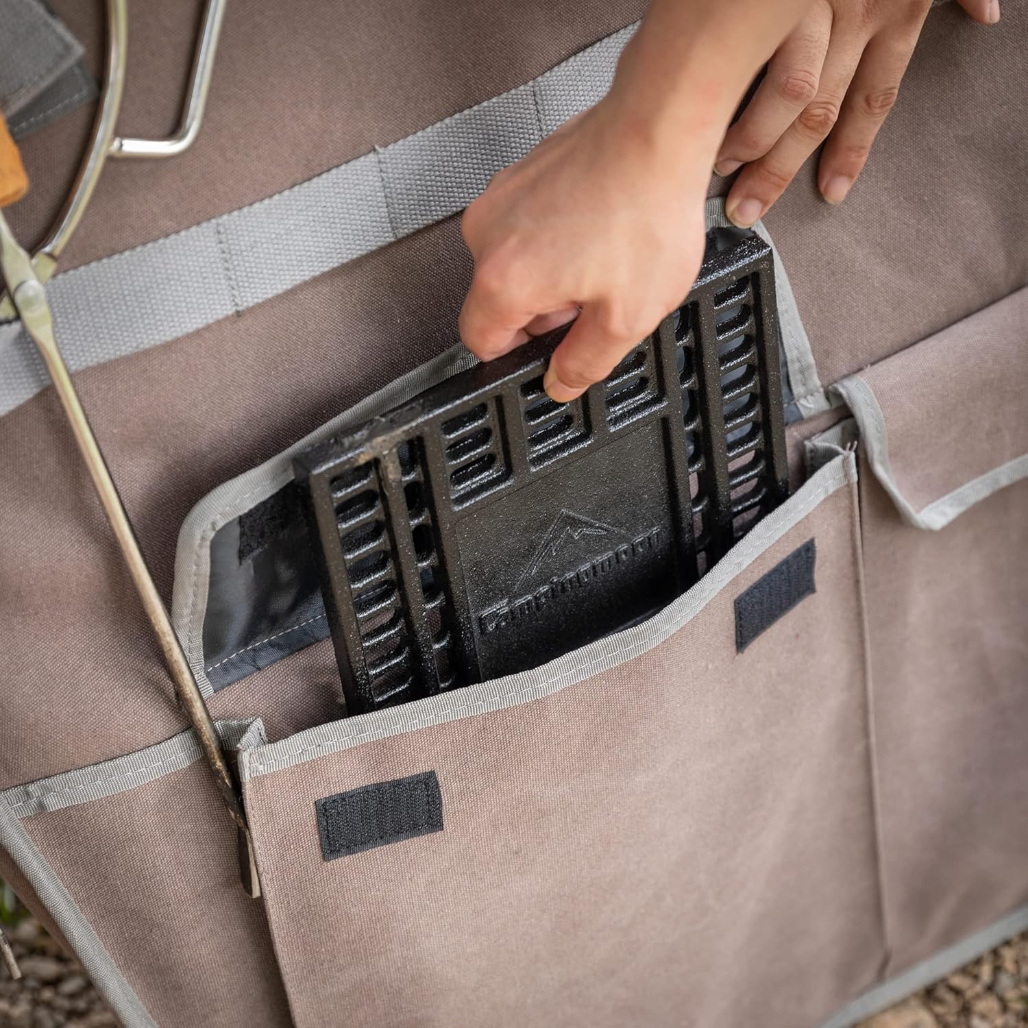 CAMPINGMOON Foldable Heavy Large Fire Pit Charcoal Wood Burning 24-inch Stainless Steel MT-065-FT with Duty Storage Bag