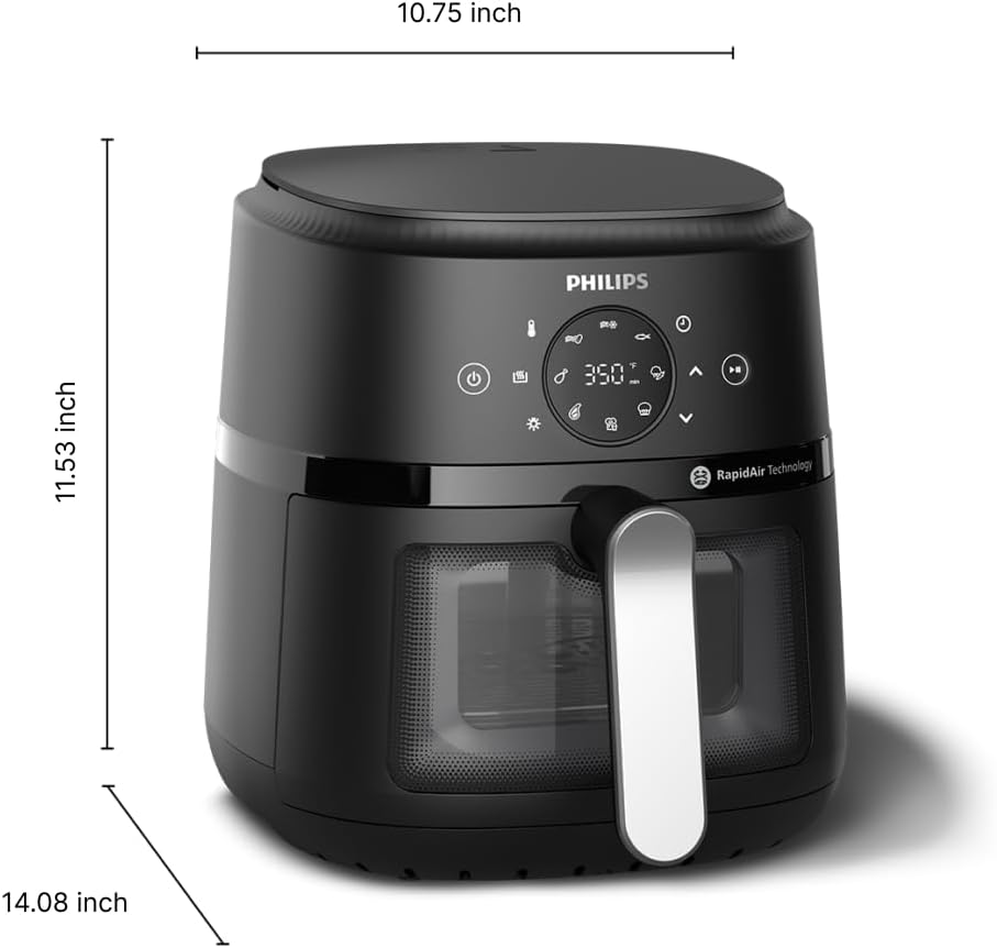 Philips 2000 Series Airfryer - RapidAir Technology, 13-in-1 Ways to Cook, 4.4QT Capacity, Healthier Meals Up to 90% Less Fat, Easy to Clean, Dishwasher Safe, Touchscreen Control, HomeID App (NA221/00)