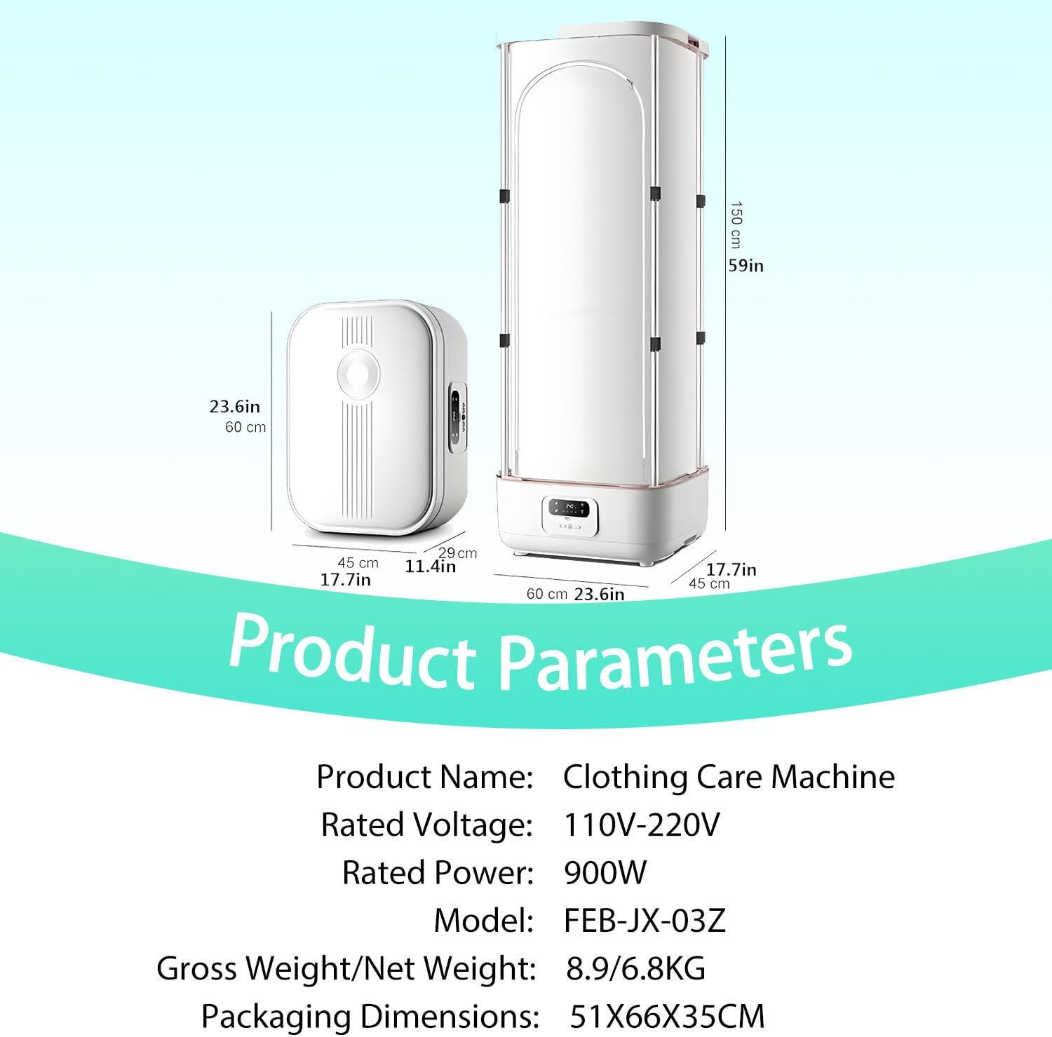 Steam Closet，The Built-in Sensor，Portable Steam Drying Smart Machine，Store 10kg Clothes，900w Turbo Steam for Emergency Quick Drying