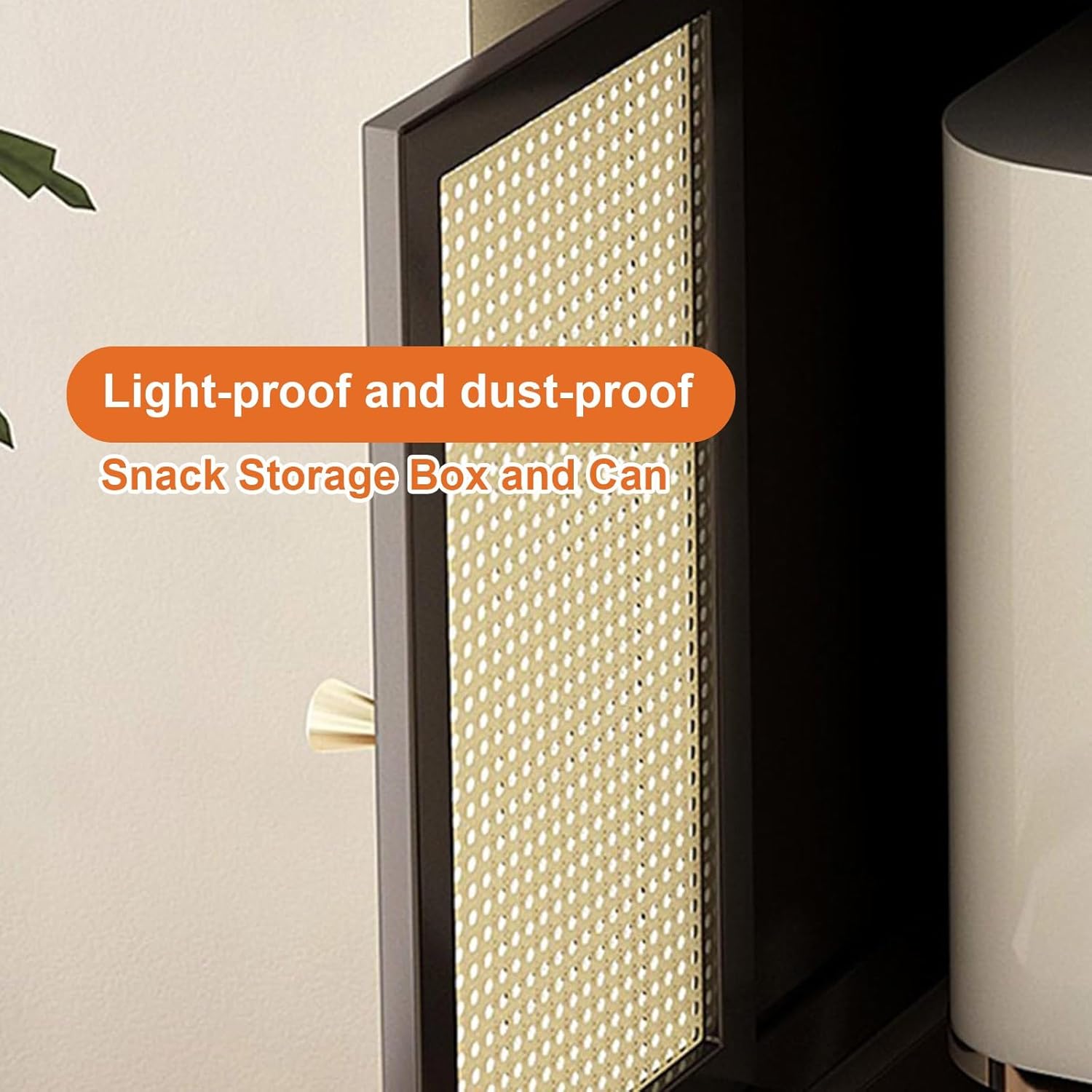 Wooden Robot Vacuum Storage Cabinet with Rattan Door Modern Side Table Storage Cabinet with Drawer End Table Space Saver Open Base for Living Room, Kitchen, Office(Natural)