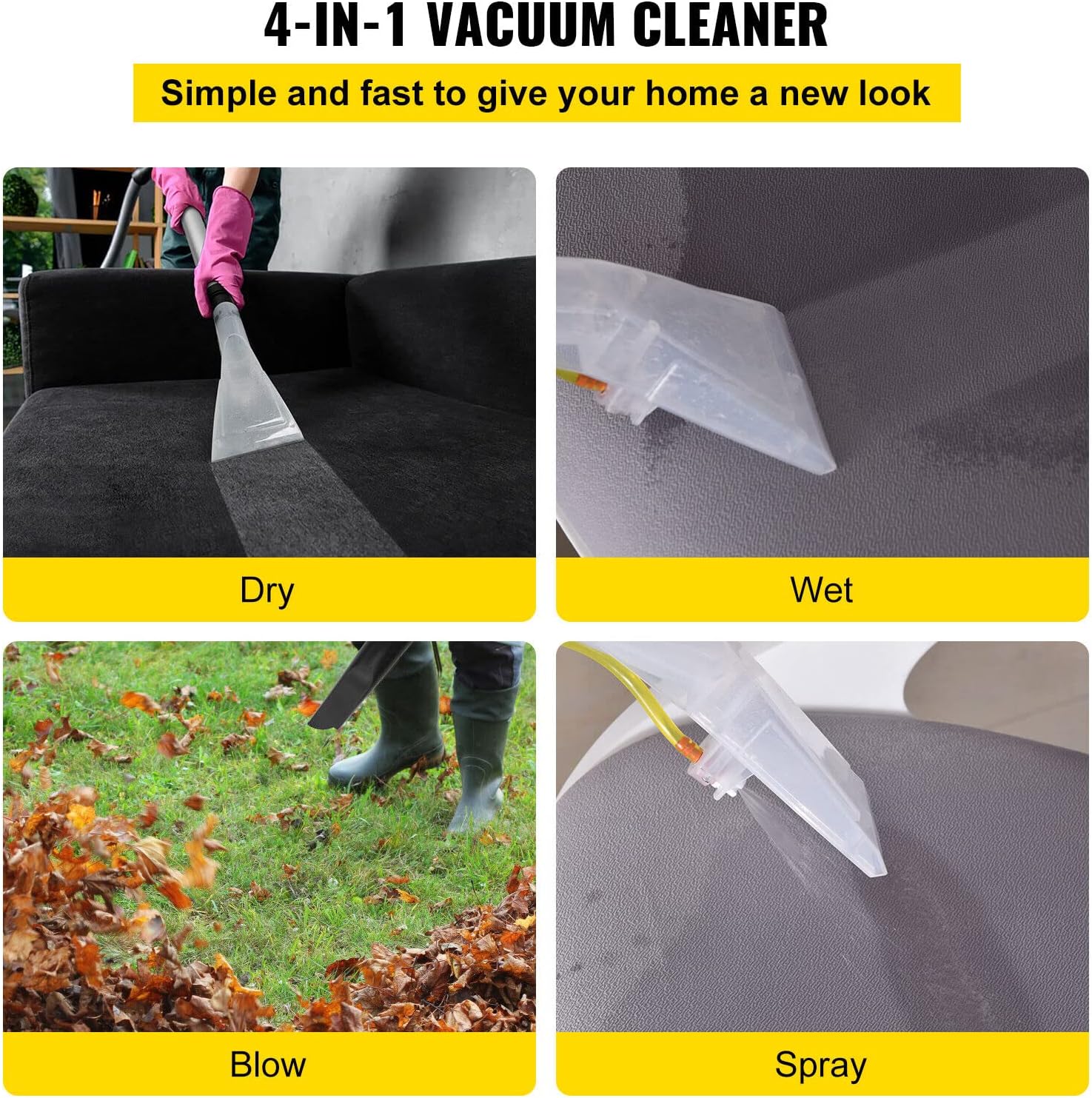 Multifunction Wet Dry Vacuum Cleaner,HEPA Filter,Portable Shop Vacuum Cleaner,with Blow,for Home,Yard,Garage and Workshop