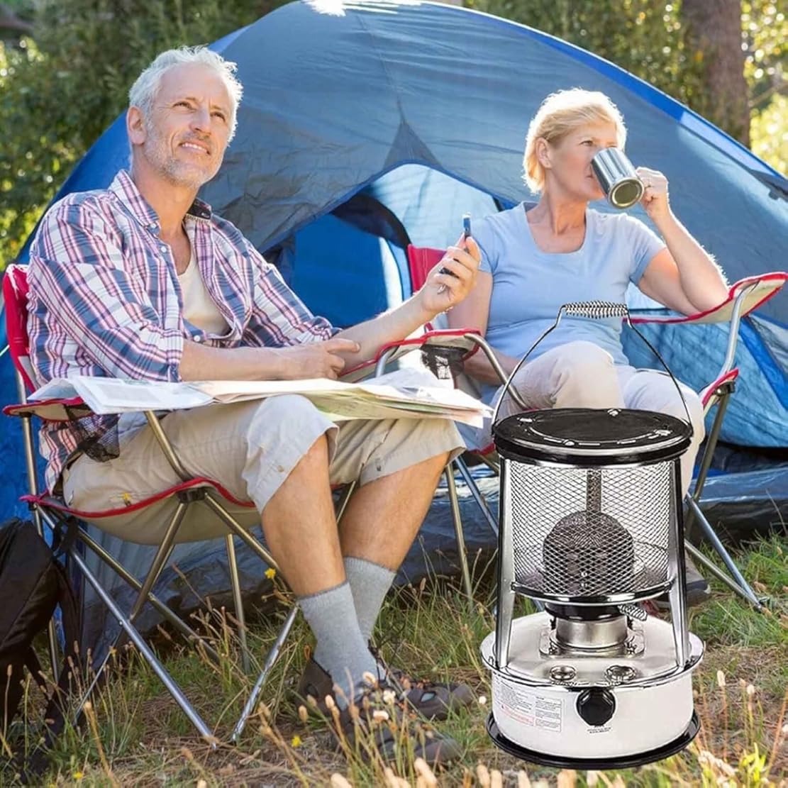 Kerosene Heater For Camping, Convection Wick Heater Emergency Tent Cooking Stove, Mobile Non Electric Oil Heaters Radiant Burner(White (6L))