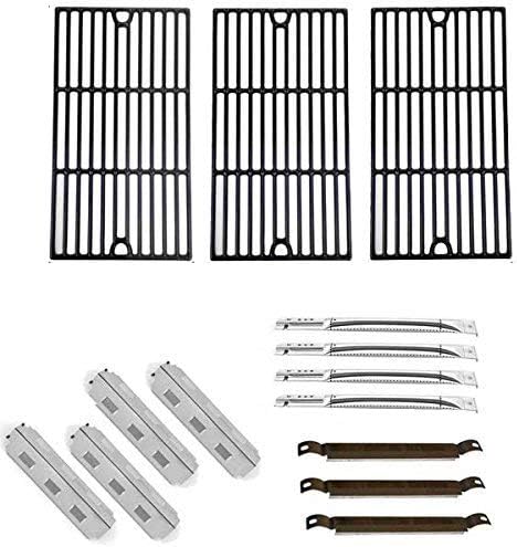 Repair Kit for Charbroil 463420507,463420509, 463460708, 463460710 BBQ Gas Grill Includes 4 Stainless Steel Burner, 4 Stainless Steel Heat Plate, 3 Crossover Tubes and Porcelain Cast Grates