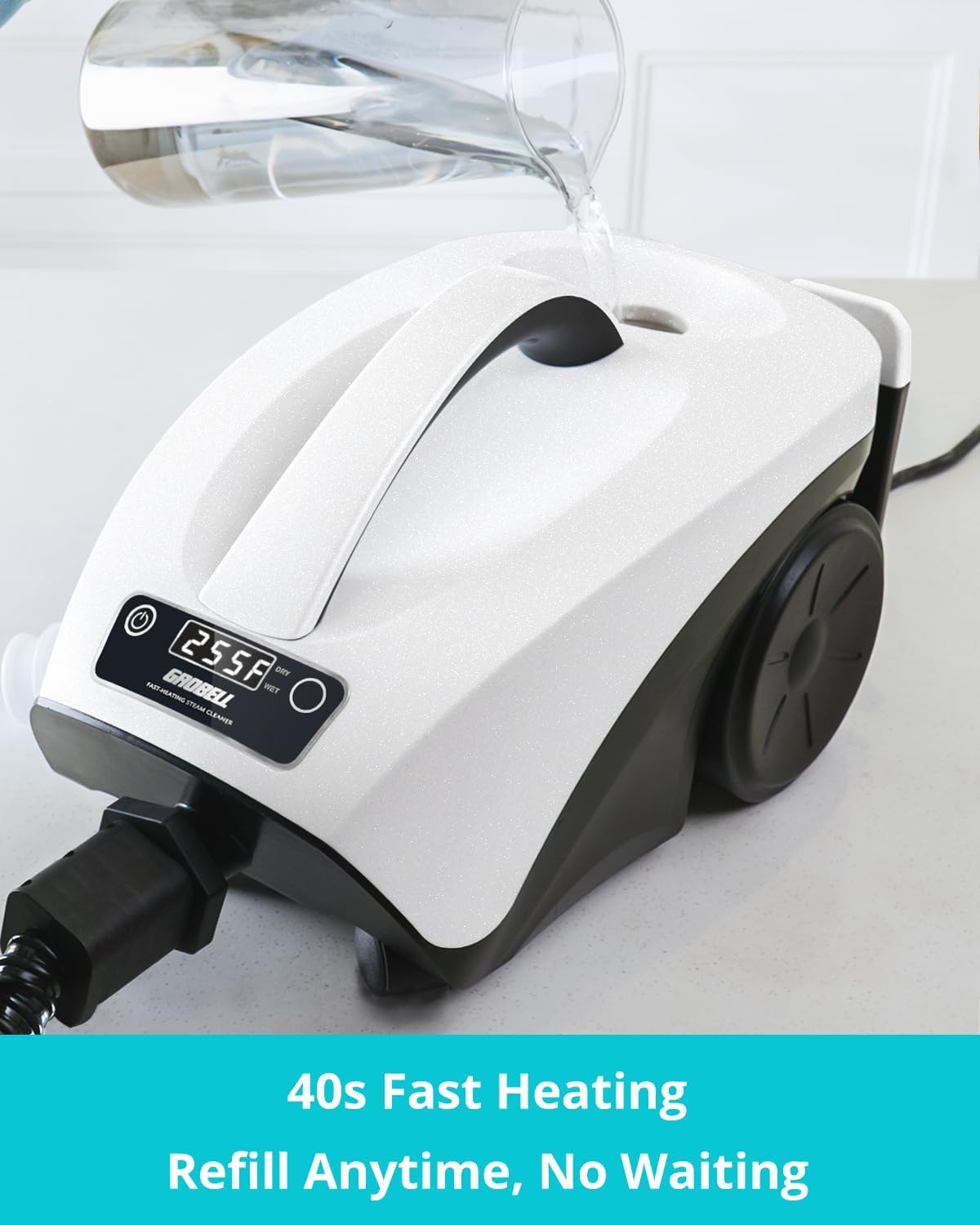 Steam Cleaner: 40s Fast Heating-0.66Gal (2.5L) Large Tank-21 PCS Kit-No Cooling-Refill Anytime-Detachable Hose Multi Portable Steamer Mop for Home Car Bed Furniture Tile Grout Floor Cleaning