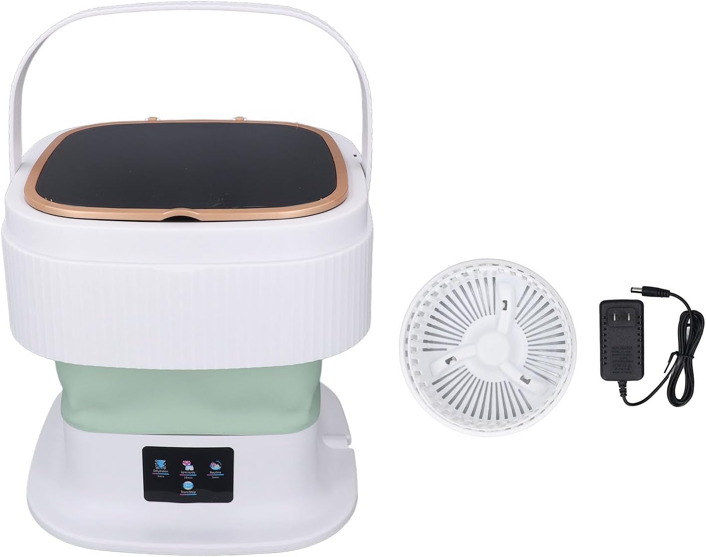 Portable Washing Machine, 11.5L Large Capacity Mini Foldable Washer with Drain Hose for Baby Clothes, Underwear, Socks, with 3 Timer Modes (Green)