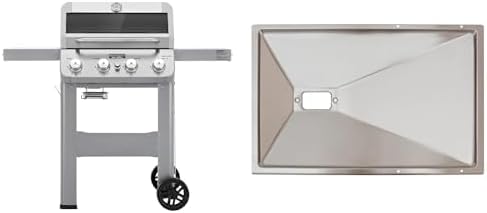 Monument Grills 4-Burner Propane Gas Grill Mesa400MF with Clearview® Lid, 36,000 BTU, 570 sq. in. Cooking Area & Replacement Grease Tray A111 23x13.8x2.2 Inch Bundle