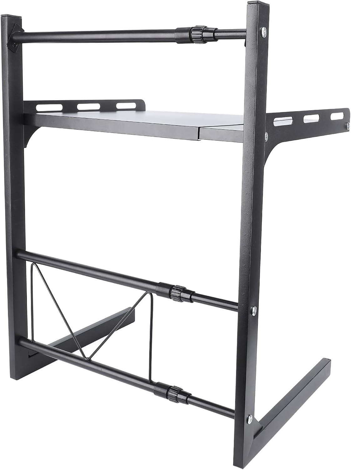 Microwave Oven Shelf Expandable Storage Rack, Thickened Carbon Steel Kitchen Organizer, Adjustable Height and Length Countertop Shelf for Jars, Utensils, Plates, with Hex Wre