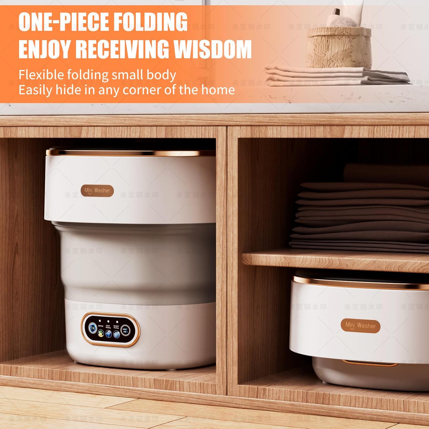 Portable Washing Machine Mini Foldable 16L Washer Laundry with Spin Basket Portable Washer Machine for Apartment RV Travel Camping 3 Cleaning Modes Suitable for Small Clothes and Underwear (WHITE)