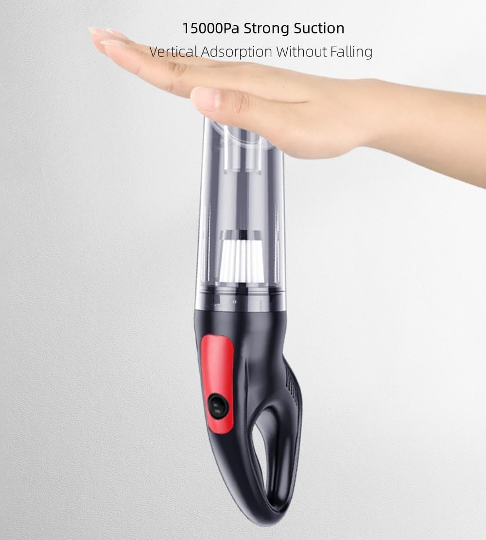 Lightweight Cordless Rechargeable Stick Vacuum Cleaner, 15000pa Powerful Suction Upright Vacuum Cleaners with HEPA Filter, Household Handheld Vacuum Cleaners for Pet Hair Home Office (Black)