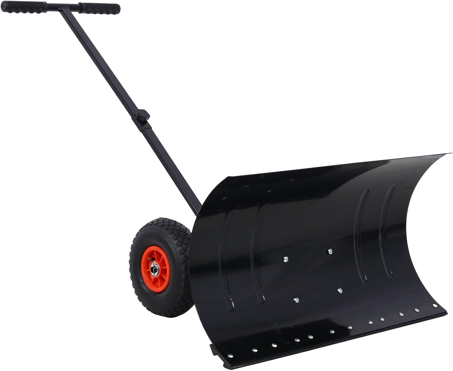 Snow Shovel with Wheels, Snow Pusher, Cushioned Adjustable Angle Handle Snow Removal Tool, 29