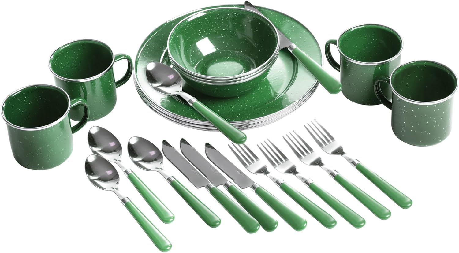 Stansport Deluxe 24-Piece Enamel Tableware