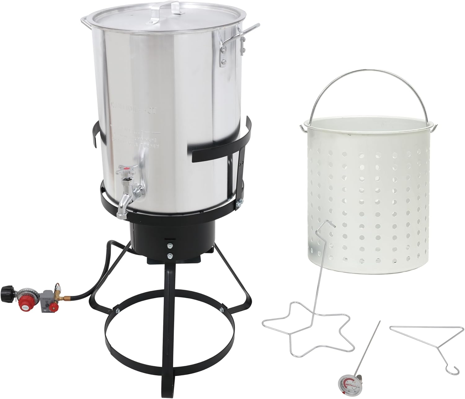 Red Mountain Valley 30 Qt Outdoor Propane Turkey Fryer with Basket,Oil Drain Valve and Timer, Large Outdoor Cooking Equipment for Turkey, Chicken Wings, Fish and Seafood,50,000 BTU Burner