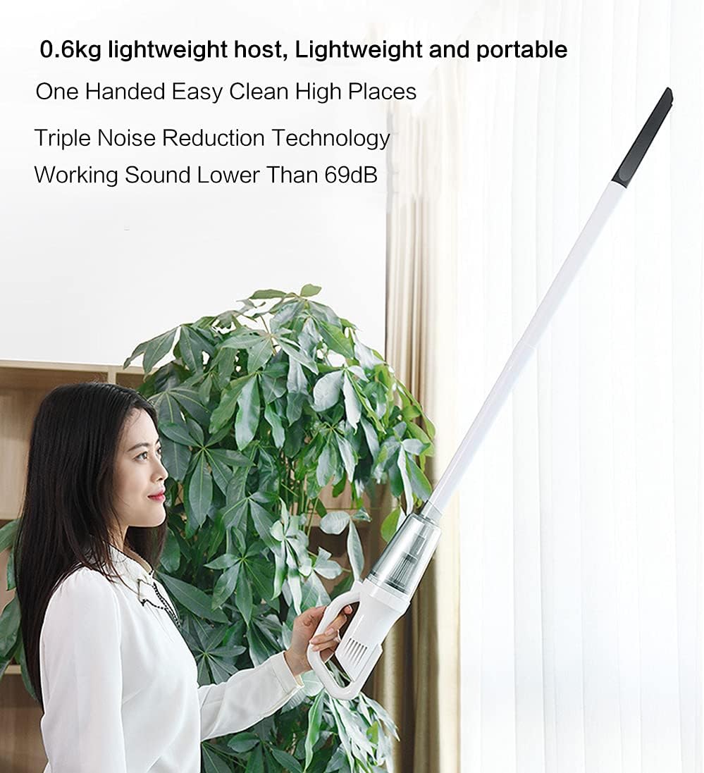 Quiet Stick Vacuum Cleaner Cordless Lightweight, Powerful Suction Handheld Lightweight Cordless Upright Vacuum Cleaners Rechargeable with HEPA Filter, Stick Vacuum for Pet Hair Hardwood Floors, Carpet