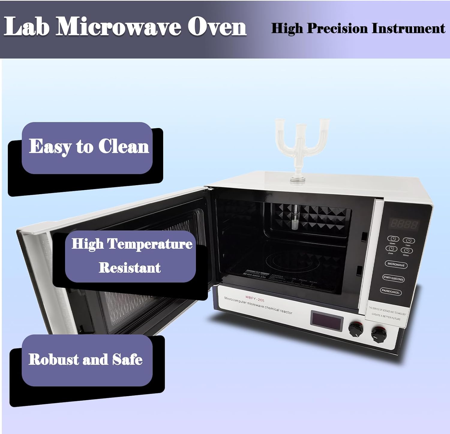 800W Continuous Microwave Radiation Reactor Lab Microwave Oven Stainless Steel Microwave Reactor 0-1800RPM Infinitely WBFY-205 220V/1PH