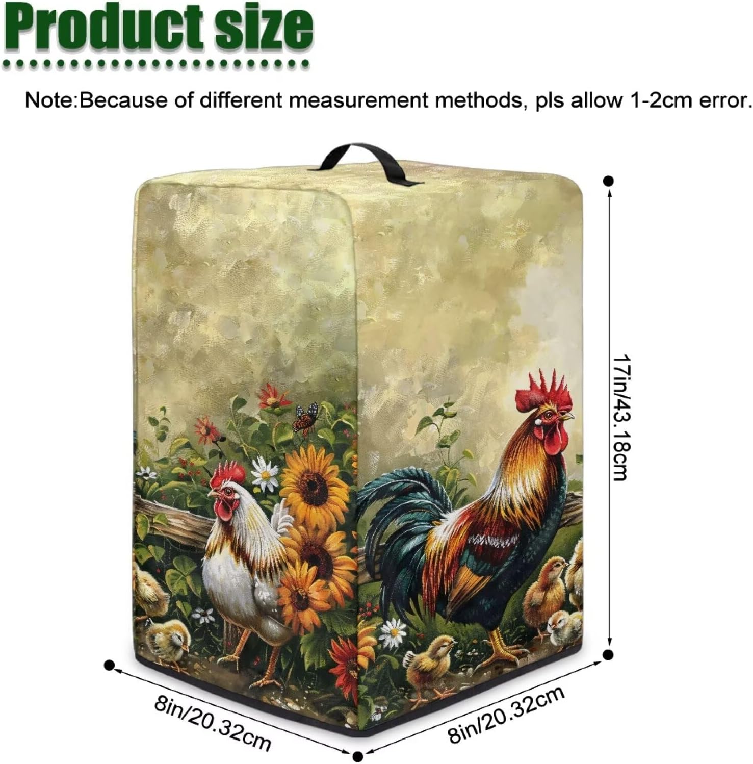 Rooster Sunflower Kitchen Mixer Protector – Blender Dust Cover with Floral Prints, Fits Most Juicers, Foldable & Machine Washable, Decorative & Functional