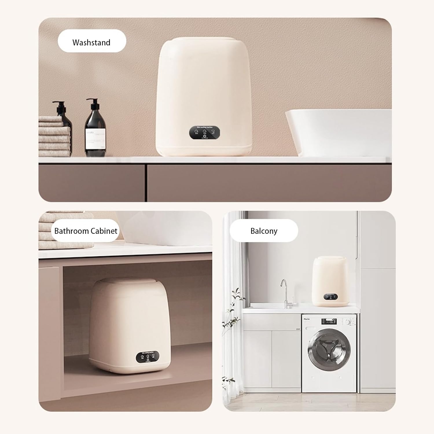 GLOGLOW Mini Washer, 9L Large Capacity Drum Mini Portable Washing Machine with Non Slip Feet Smart Quick Cleaning Washer for Washstand Bathroom Cabinet Floor (US Plug)