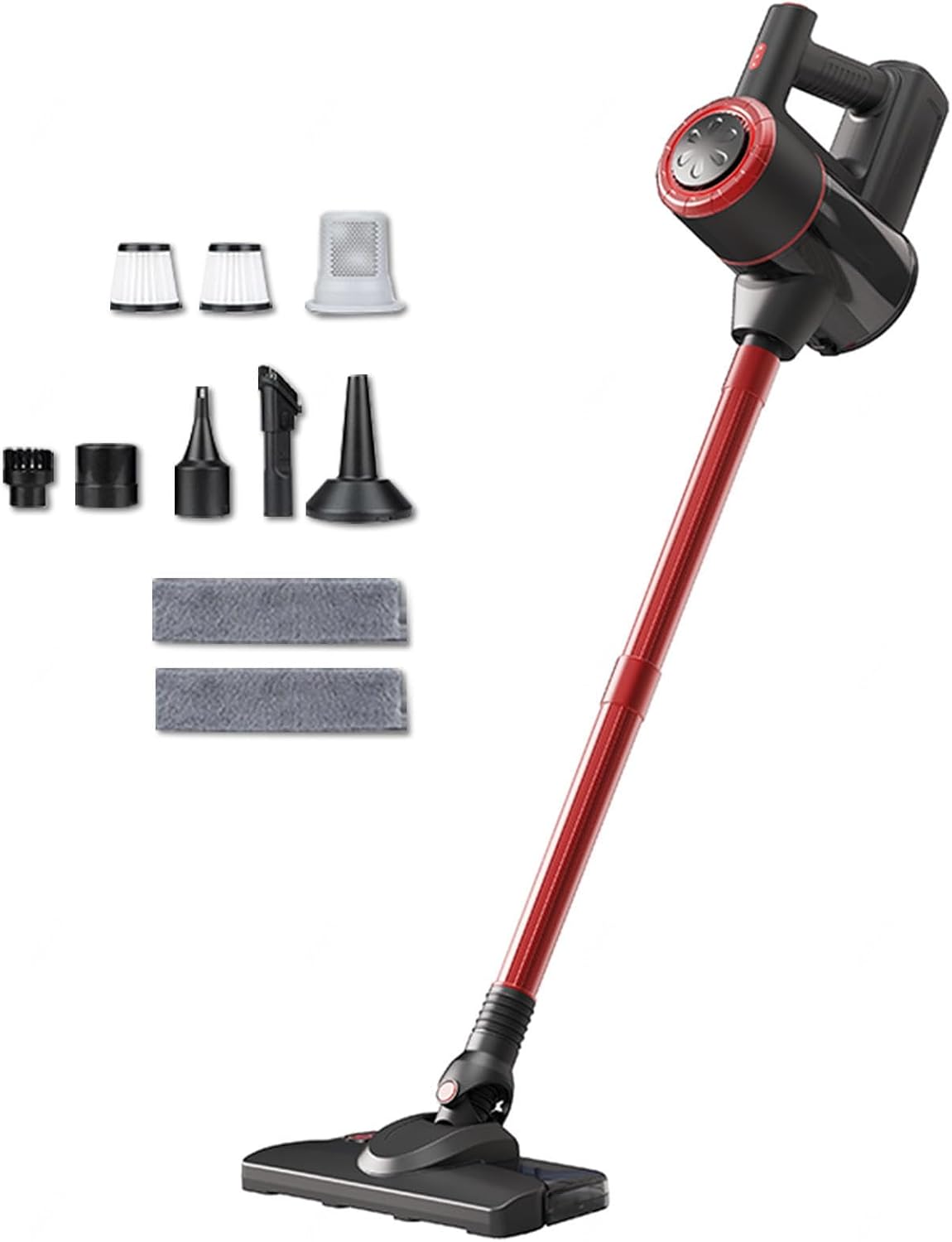Lightweight and Versatile Cordless Vacuum and Mop Combo 18Kpa, 35mins Runtime, Rechargeable, Cordless Vacuum Cleaner Self-Standing Cordless Mop for Kitchen, Bedroom, Living Room,Red