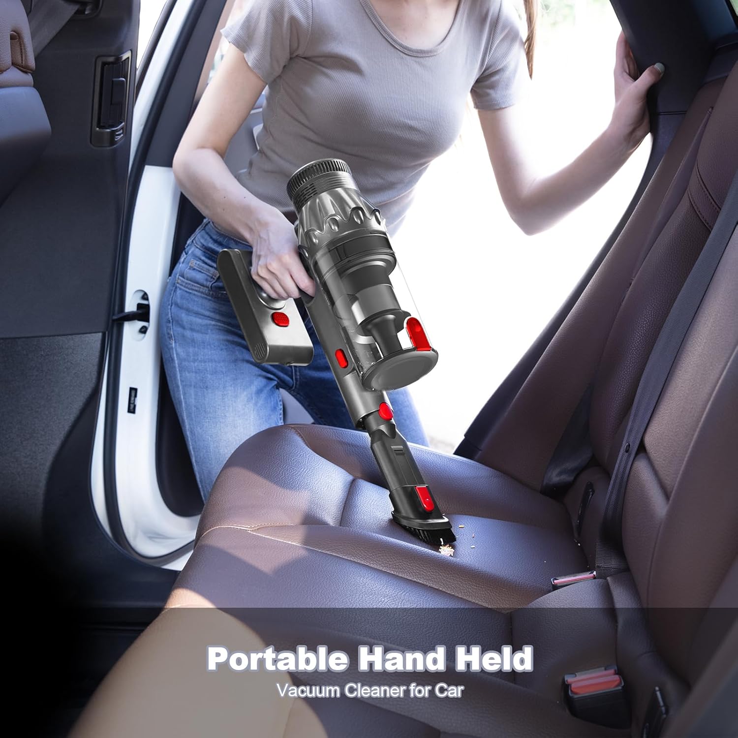 Vacuum Cleaners for Home - Cordless Stick Vacuum Cleaner, Lightweight High Power Vac for Pet Hair Carpet Hardwood Floor, Handheld Portable Wireless Rechargeable Battery Household Vac,Red