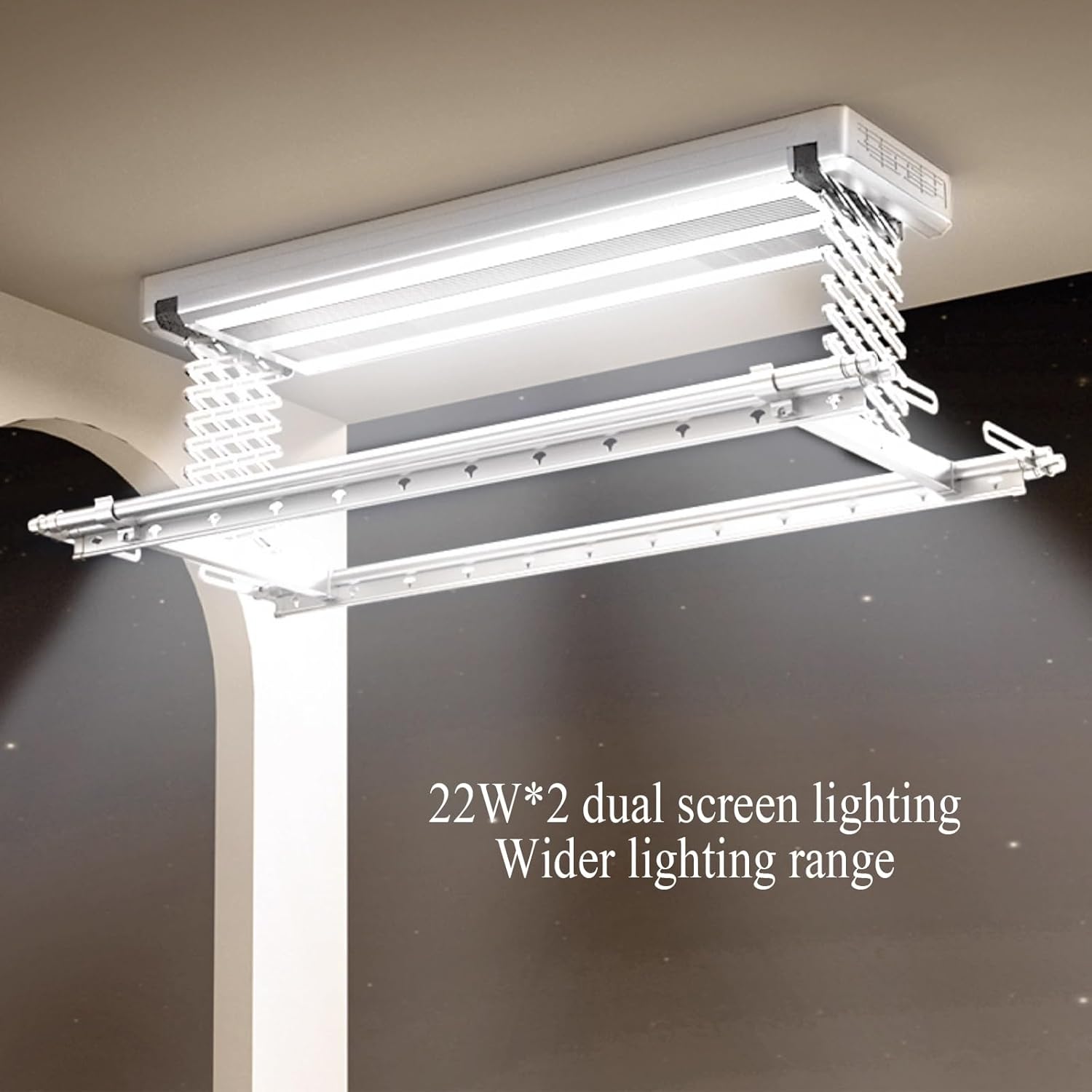 Foldable Drying Rack Large for Clothes Large Capacity, Indoor Clothes Drying Rack Retractable 129-220cm, Ceiling Mounted Clothes Drying Rack with Remote Control 220V(Gray)