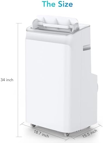 Portable Air Conditioner 12000 BTU, 3-In-1 Cooling/Fan/Dehumidifier AC for 550 Sq.Ft Rooms, 45dB Ultra-Quiet Sleep Mode, Remote Control, 24H Timer, Auto Swing for Bedroom, Office, Living Spaces, White