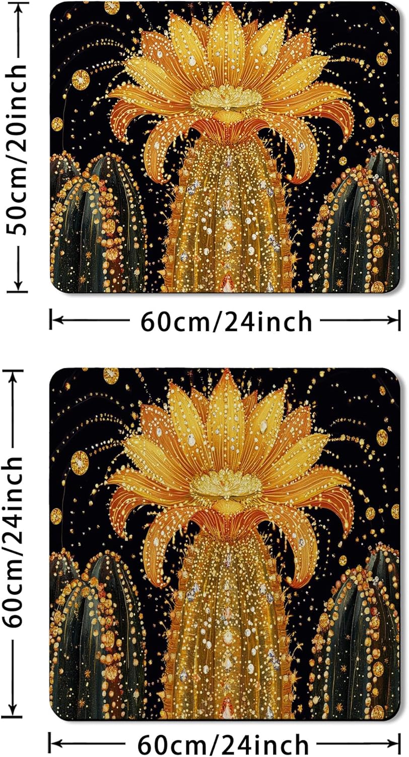 Cactus Washer Dryer Top Protector Mat, Vibrant Desert Floral Laundry Machine Dust Covers, Spring Rubber Anti-slip Waterproof Washer And Dryer Mats for Laundry Room 24x24 Inch