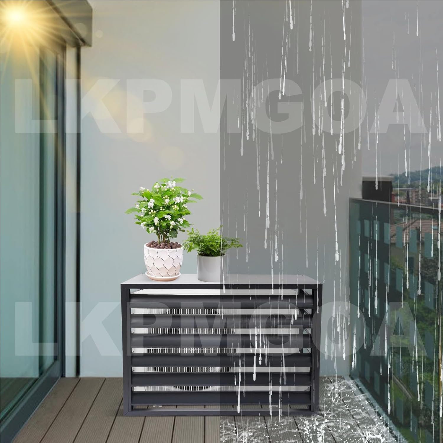 All Weather Air Conditioning Cover, Air Conditioning Cover Protection Against Rain and Sun Protection, Garden Tidying, Theft proof(White,110cm)