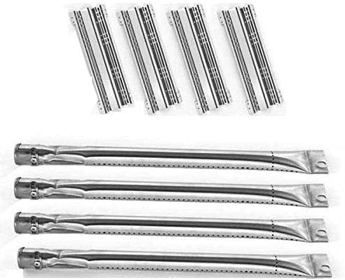 Grill Parts Zone Charmglow 4 Burner 810-8530-S Gas Model Replacement 4 Stainless Burners and 4 Stainless Heat Plates
