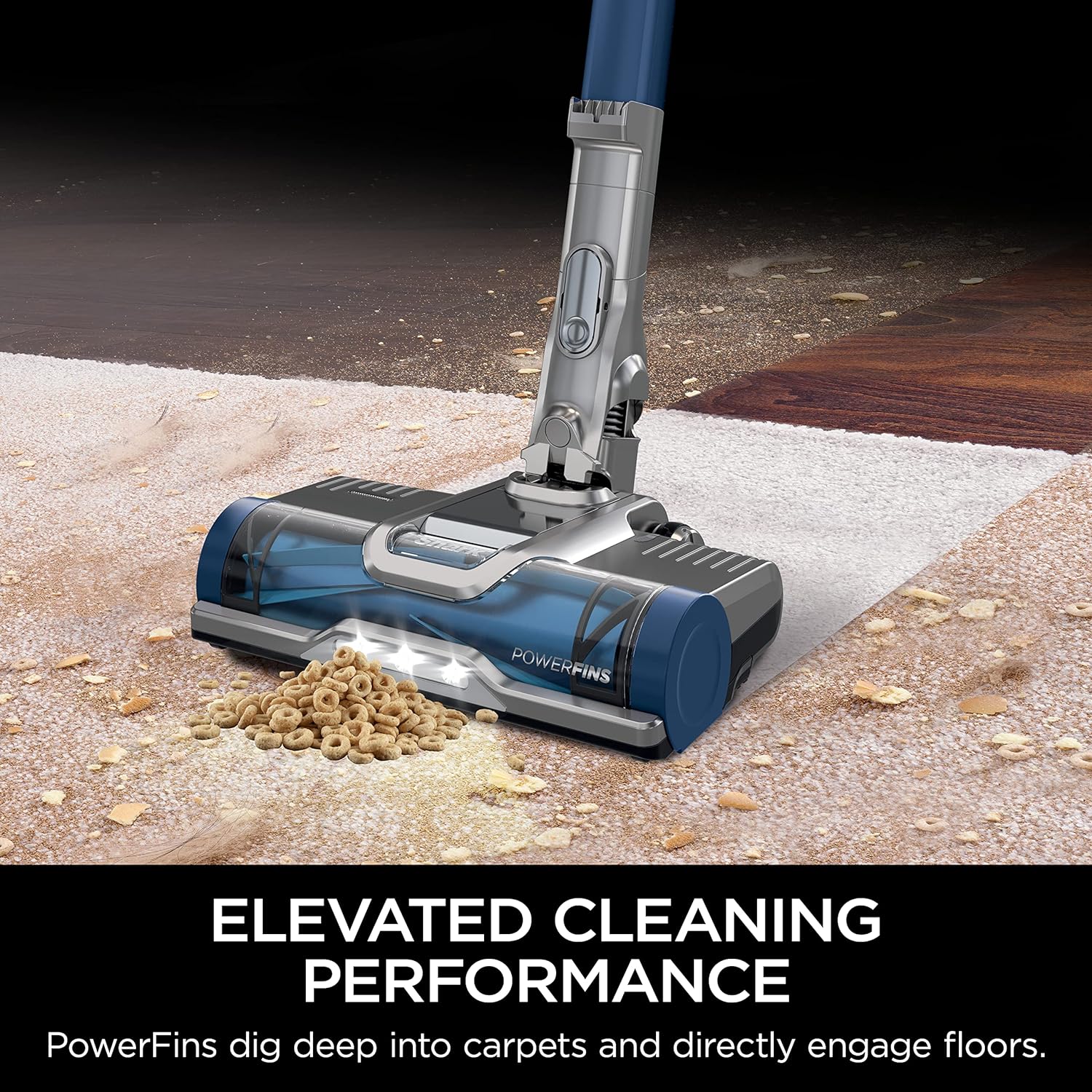 Shark Cordless Pet Plus Vacuum with HEPA Filter, Powerful Suction, Lightweight, 40min Runtime, Anti-Allergen Complete Seal, PowerFins, Self-Cleaning Brushroll, for Carpets & Hardfloors, Blue, IZ361H