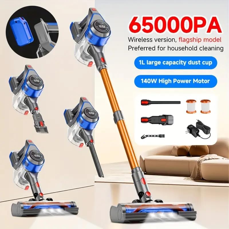 KIKETECH Cordless Vacuum Cleaner, 8 in 1 Vacuum Cleaners,1.7 L Dust Cup, Rechargeable Vacuum Pet for Hair, Carpet, Hardfloor