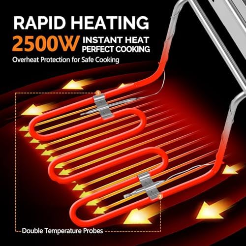 ROVSUN 11.4QT Electric Commercial Deep Fryer with Basket & Lid, Countertop Kitchen Frying Machine, Temperature Adjustable Stainless Steel French Fryer for French Fries Donuts Onion Rings 2500W