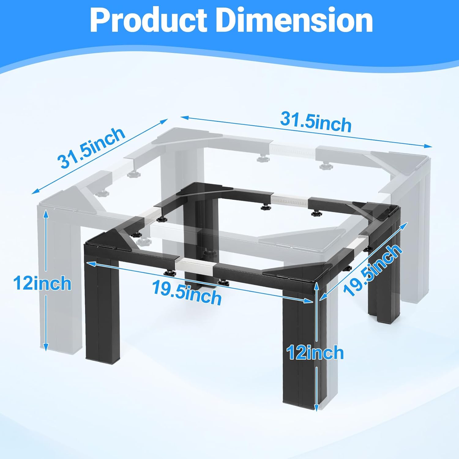 1000lbs Capacity All Steel 12 Inch Height Laundry Pedestal，Sturdy Washer Dryer Pedestal with Anti Slip Mat, Adjustable Size for All Washer,Refrigerator and Dryer