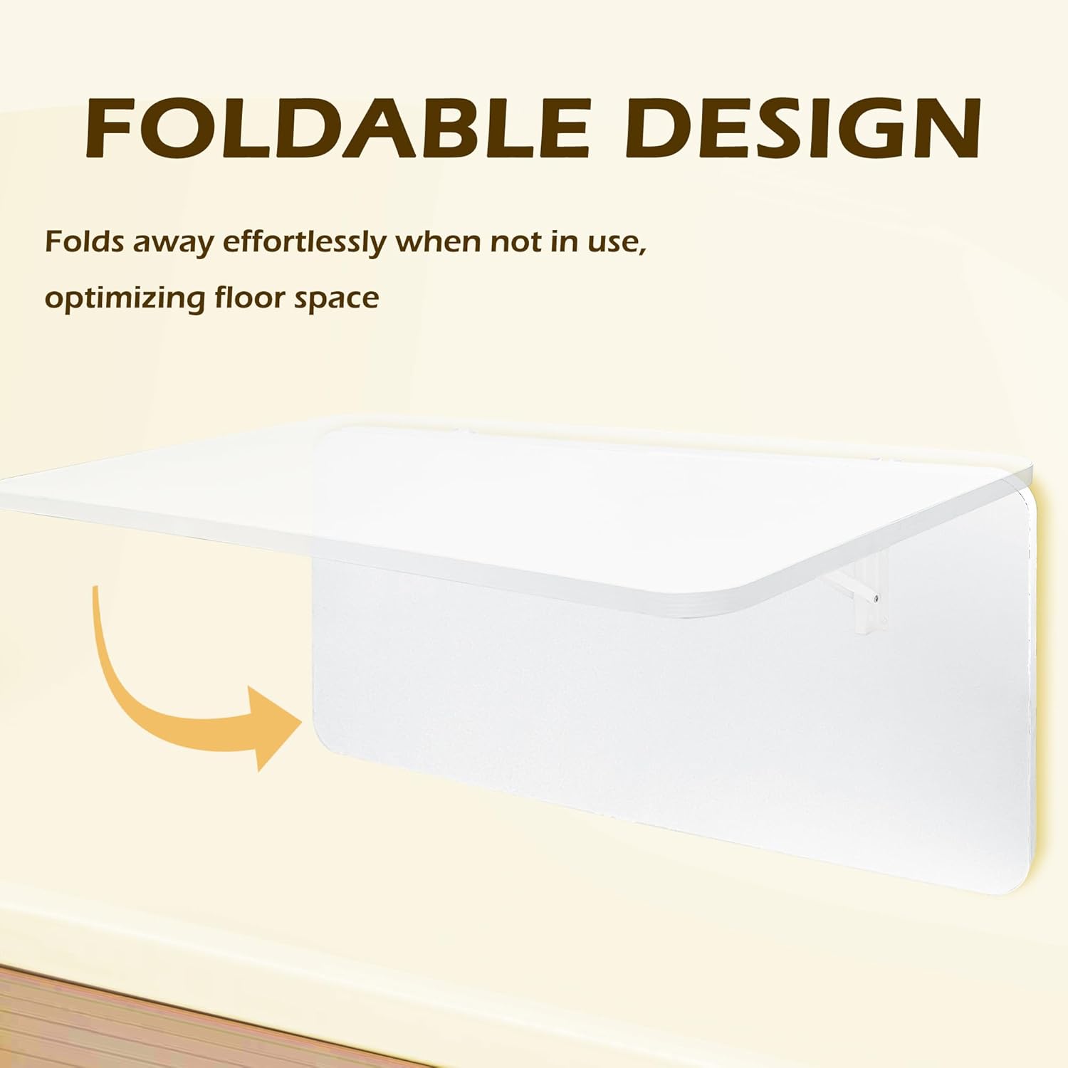 Laundry Folding Table, 40'' x 20'' Wooden Wall Mount Desk, Laundry Table for Folding Clothes, White, 40'' Length