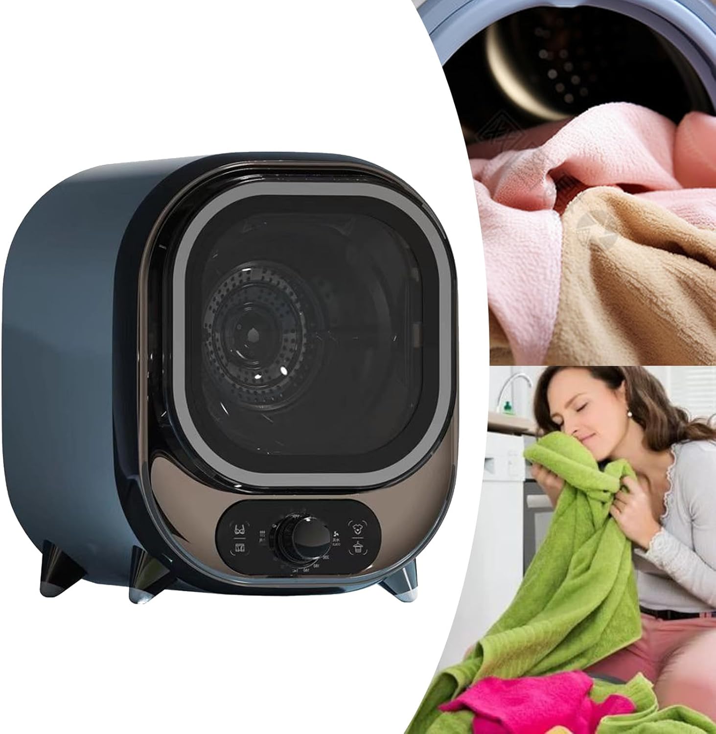 Portable Clothes Dryer for Small Space, Travel Mini Clothes Dryer, Dual Stainless Steel Inner Tub, 0.8kg Capacity, Small Tumble Dryer for Underwear Towel Socks,Blue