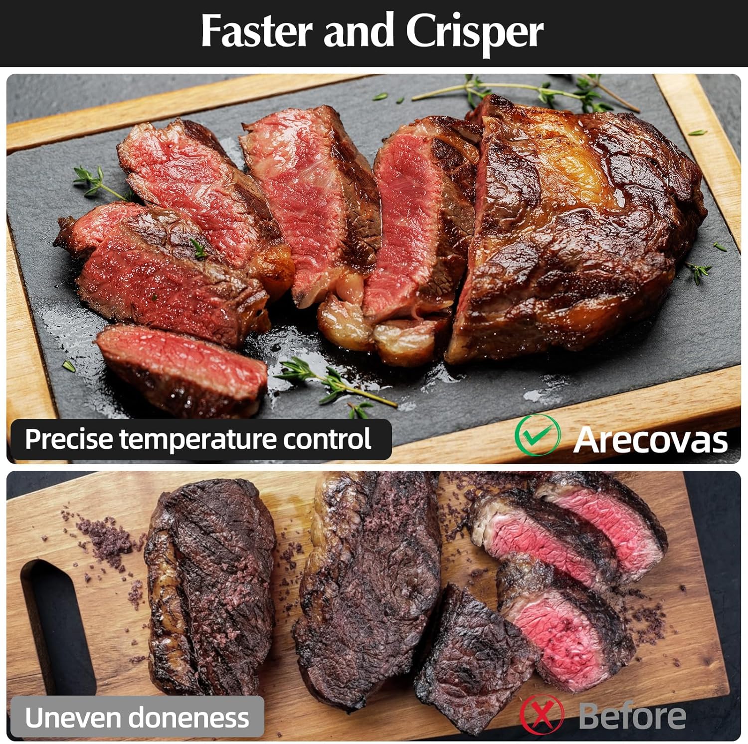 4-in-1 Portable Glass Air Fryer, 140–400°F Precise Heat, Max Crisp Technology, 4.2QT & 1.6QT Dual Containers with Lids, Freezer & Dishwasher Safe, Bake, Recrisp, Air Fry