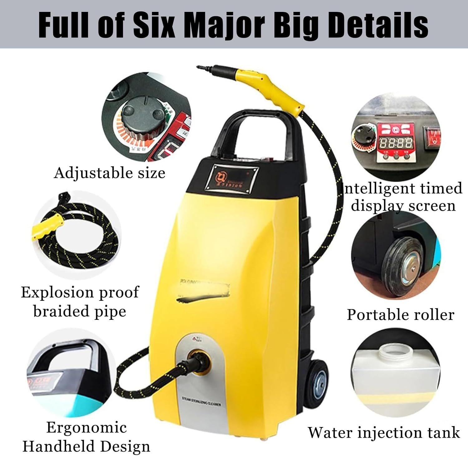 3000W High Pressure Multi Use Steam Washer, 3.5L Portable Steamer Cleaning Machine, with 9 Brush Heads, for Kitchen Home Use,Upholstery, Bathroom, Grout and Tile, Car Detailing
