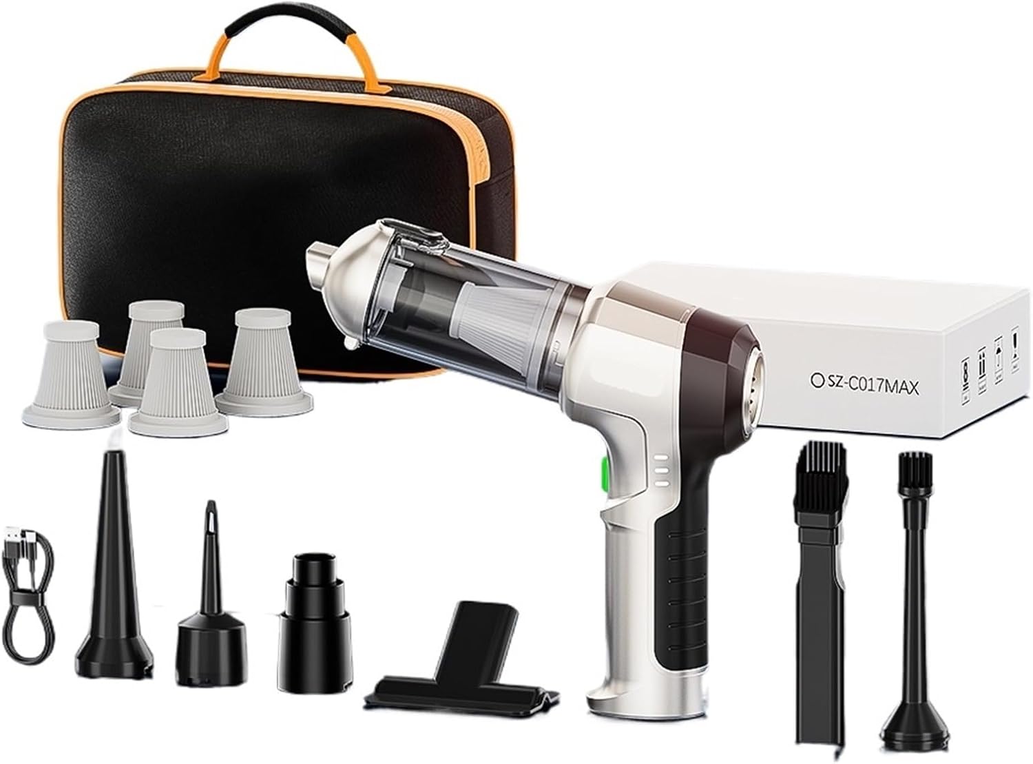 9998700PA Car Vacuum Cleaner High Pressure Portable Handheld Powerful Mini Cordless Car Appliance Cleaning Vacuum Cleaner(Max-Easy 4Hapa Bag)