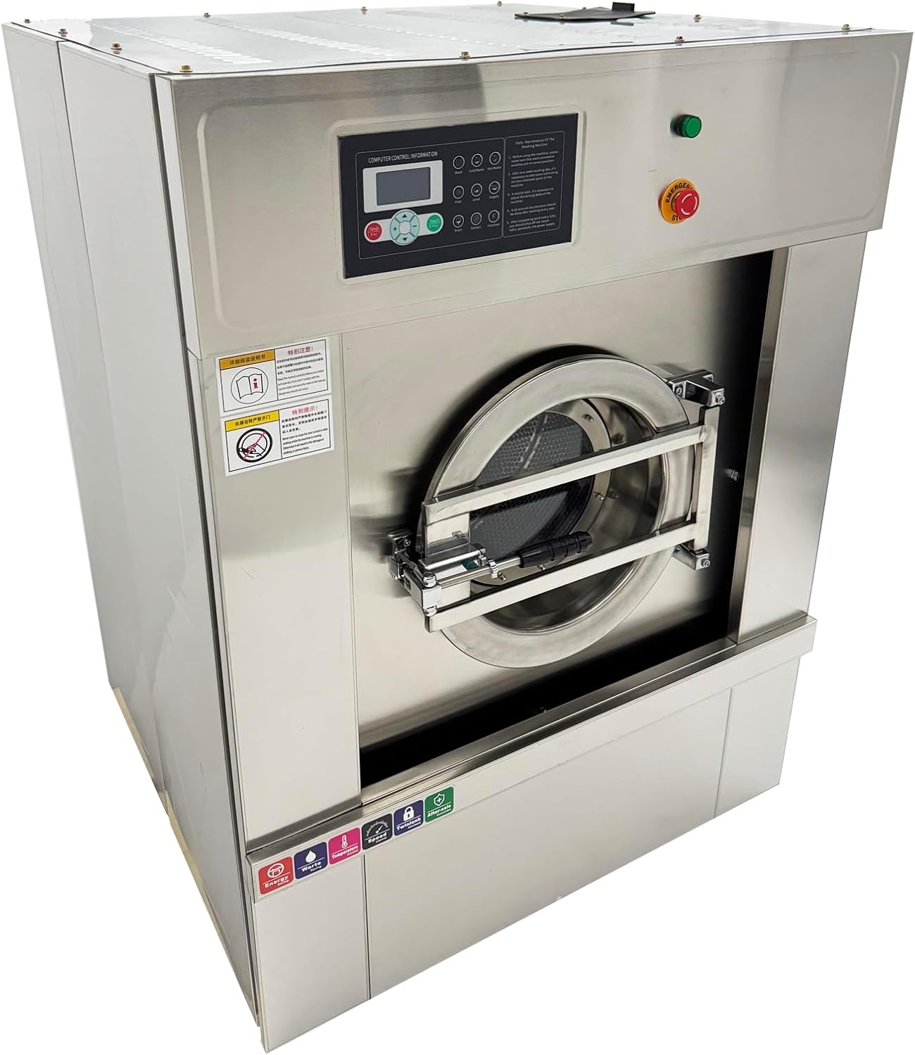 Automatic Laundry Washing Machine Commercial/Industrial Wash+Spin Washer with 33lbs Dry Clothes Capacity Stainless Steel 220V 1PH