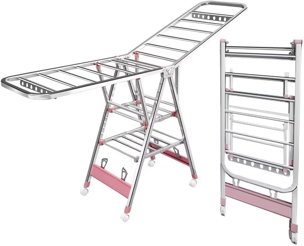 Clothes Drying Rack Folding Indoor,Foldable 3-Level Laundry Drying Rack,Free-Standing Drying Rack,with Height-Adjustable Wings,Sock Clips,for Clothes,Sheets,Shoes(150cm)