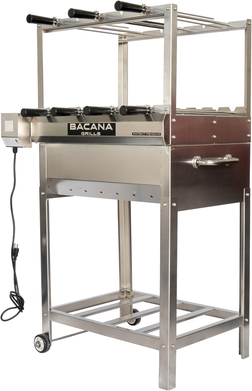 All-in-One Brazilian BBQ Grill Rotisserie - 7 skewers - Churrasco - Stainless Steel - Portable Wood Fire & Charcoal Gaucho Churrasqueira Chicken Grill