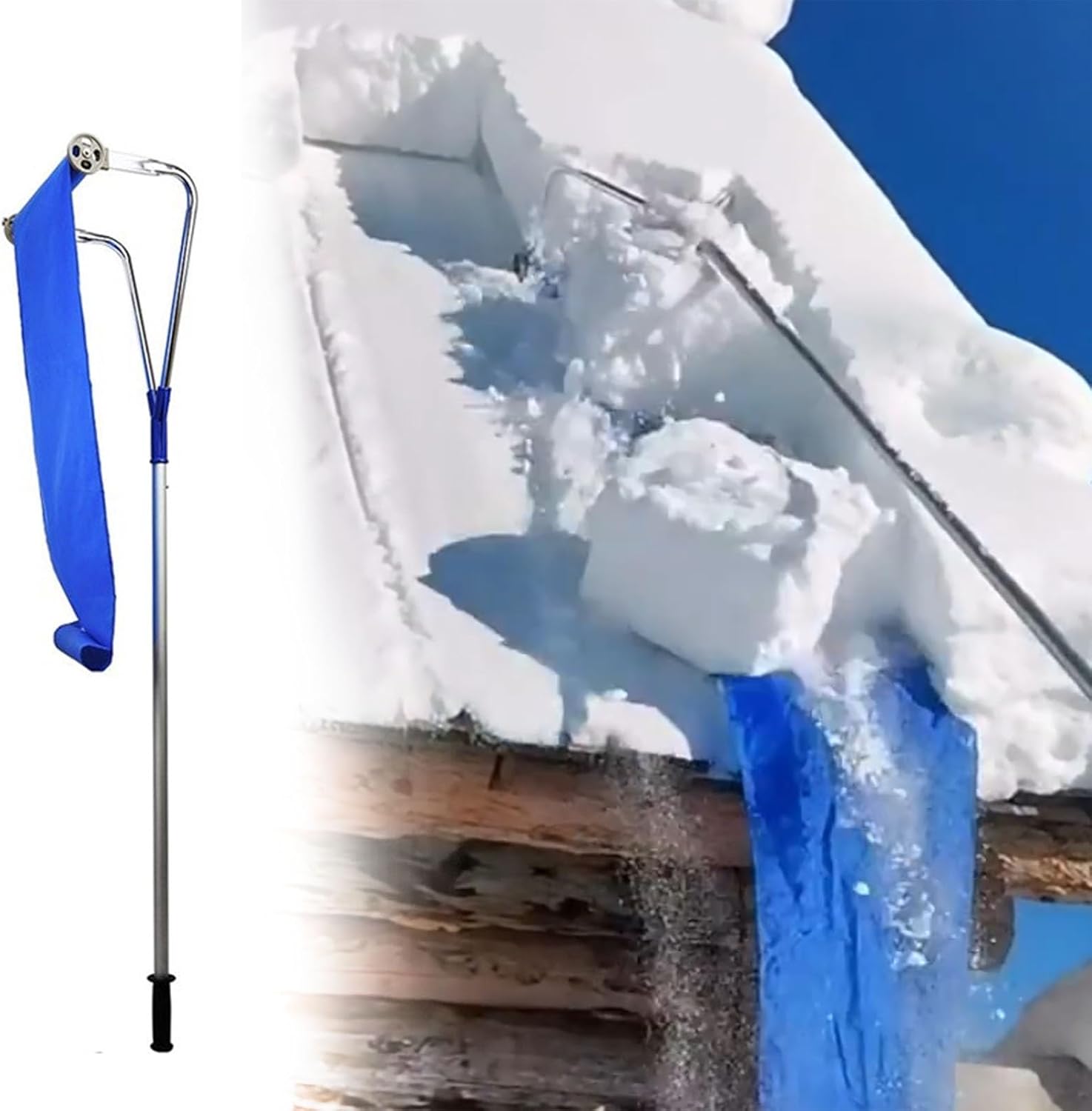 Adjustable Roof Snow Rake 6.2-21 ft, Lightweight Aluminum Snow Removal Tool for Seniors, Portable Snow Shovel for Solar Panels & Porches, Includes Oxford Cloth Cover