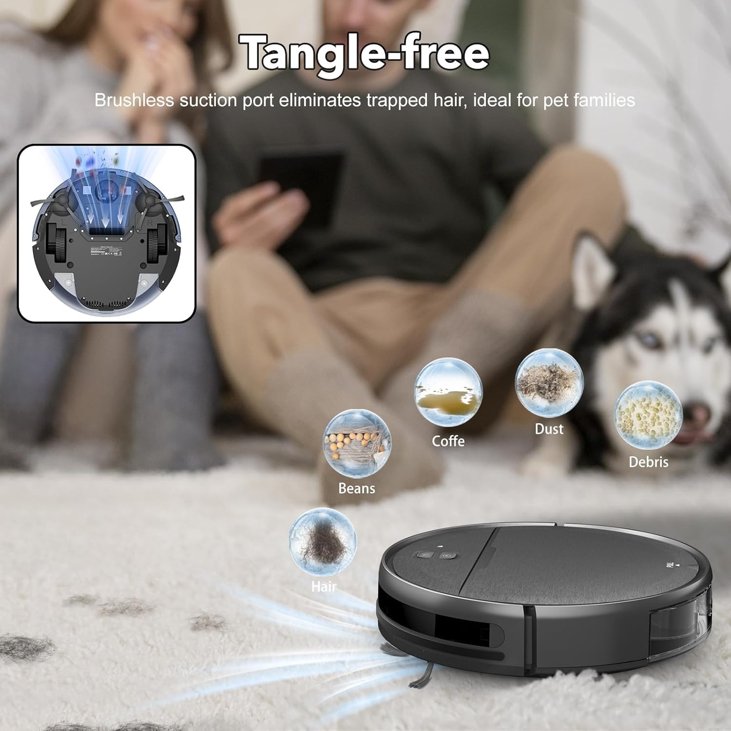 2 in 1 Mopping and Vacuuming Robot, Robot Vacuum and Mop Combo Compatible with WiFi/App, Robotic Vacuum Cleaner Self-Charging, Slim, Ideal for Pet Family, Hard Floor, Hair, Low Pile Carpet