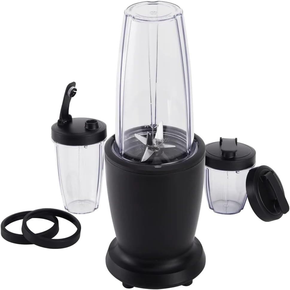 10-Piece Personal Blender Set, 300W High-Speed Blender with 3 Jars (10oz, 16oz, 18oz), Stainless Steel Blades, Travel Lids, Portable & Compact, Easy to Clean, Black